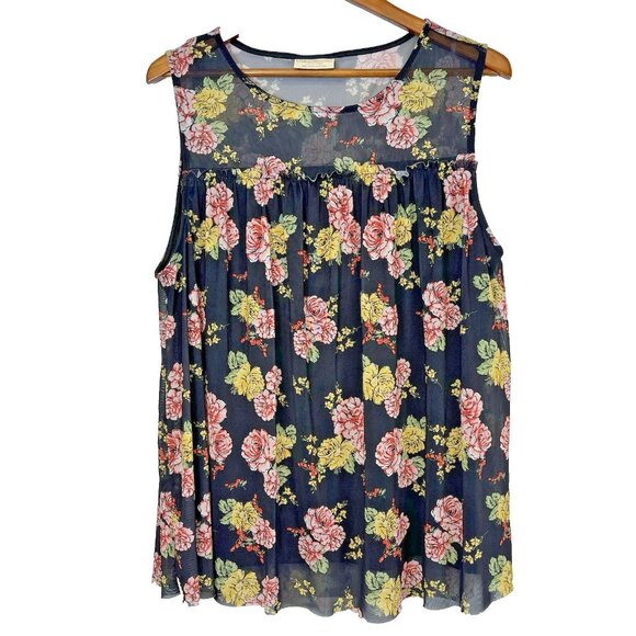 Bobbie Brooks Tops - Bobbie Brooks Mesh Floral Tank Top Plus Size 2X Sleeveless Lined Whimsygoth